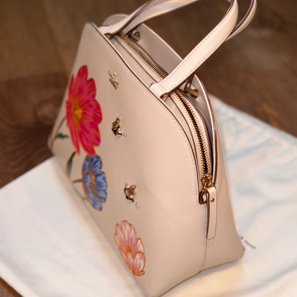 Kate Spade RARE leather hand bag, ivory with flowers and stitching - Picture 4 of 9